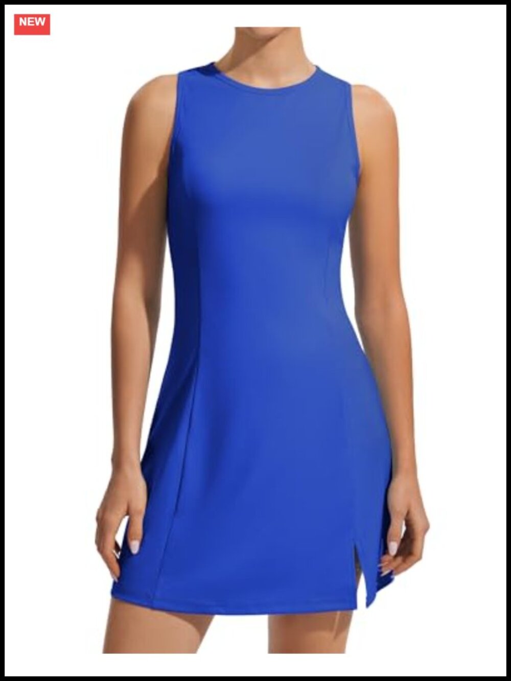 High Neck Athletic Tennis Dress Sleeveless Golf Dress Built in Shorts with